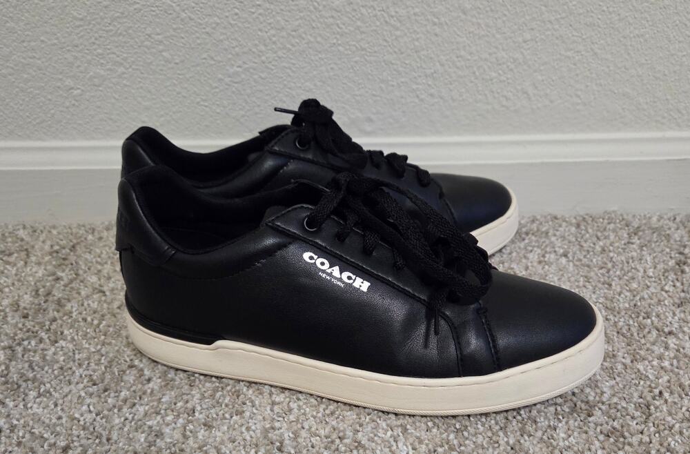 Coach Mens High Line Leather Sneakers in Black Size 7.5